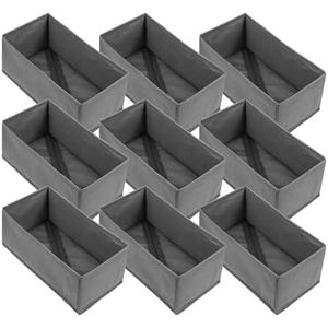 Foldable Drawer Organizers Foldable Storage Bins – Clothing Drawer Organizer for Clothes, Dark Grey (10.6"x5.5"x4.3", Non-Woven Fabric)
