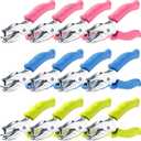 Chumia 12 Pieces Single Hole Punch Handheld 1/4 Inch Hole Paper Punch with Grip Handles Circle Single Shape Puncher for Craft Paper Greeting Cards Scrapbook Notebook(Multicolor)