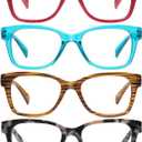 AABV Reading Glasses Blue Light Blocking for Women,Anti UV Ray/Glare Readers,Lightweight Spring Hinge Eyeglasses (4-pack Mix)