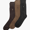 Polo Ralph Lauren Men's Super Soft Flat Dress Crew Socks-3 Pair Pack-Heel-Toe Reinforcement