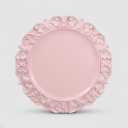 13" Pink Charger Plates, Set of 6 Plastic Textured Chargers for Dinner Plates with Embossed Rim, Table Décor, Party, Wedding, Holiday (FD08P)