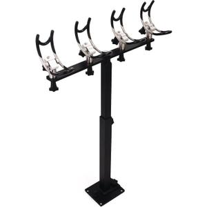 Premium Aluminum Boat Rod Holder - 360 Rotating Fishing Rack for 4 Rods, Adjustable Height (16-30 Inches), Saltwater/Freshwater Compatible with Quick-Release Anti-Trip Mount (Black)