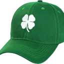 Ireland Irish 4 Leaf Clover St. Patrick's Day Hat for Men Women Embroidery Shamrock Baseball Cap Hat (Medium, Green)