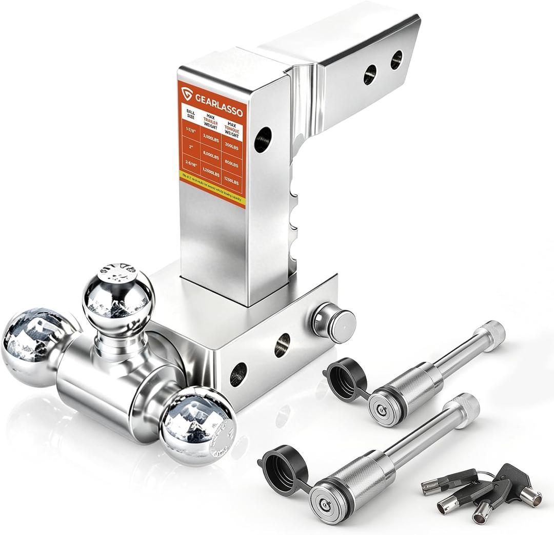 2" Adjustable Trailer Hitch Heavy Duty Tow Hitches 3 Ball Mounts Truck RV