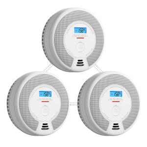 X-Sense Wireless Interconnected Combination Smoke and Carbon Monoxide Detector with LCD Display & 10-Year Battery, Over 820 ft Transmission Range, 3-Pack
