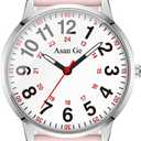 Asan Ge Watches for Women, Fashion 3ATM Waterproof Minimalist Lightweight Easy-to-Read Analog Watch Durable Soft Breathable Silicone Watch, Stain-Resistant Suitable for Daily Work, Leisure, Outdoor Activities (Small Pink)