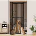 51"-87" Extra Tall Pet Gate for Cats, 29.5"-40.5" Wide Pressure Mounted No-Drilling Safety Dog Gate, Metal Walk-Thru Barrier for Doorways, Stairs, Kitchens, Black