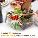 Large Glass Salad Bowl with Lid Set, 5.7 L Decorative Glass Mixing Bowl, Trifle and Serving Bowls with Lids as Cheese Charcuterie Board and Plate, Comes with Wood Serving Utensils