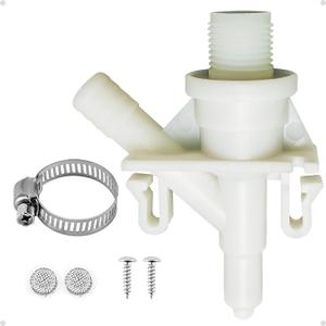 Funmit RV Toilet Water Valve Kit Replaces 385311641 Compatible with Dometic Pedal flush Toilets 300 310 320 | Prevent leakage | Increased Freeze Resistance, 1 Set, Includes Hose Clamp and Fasteners