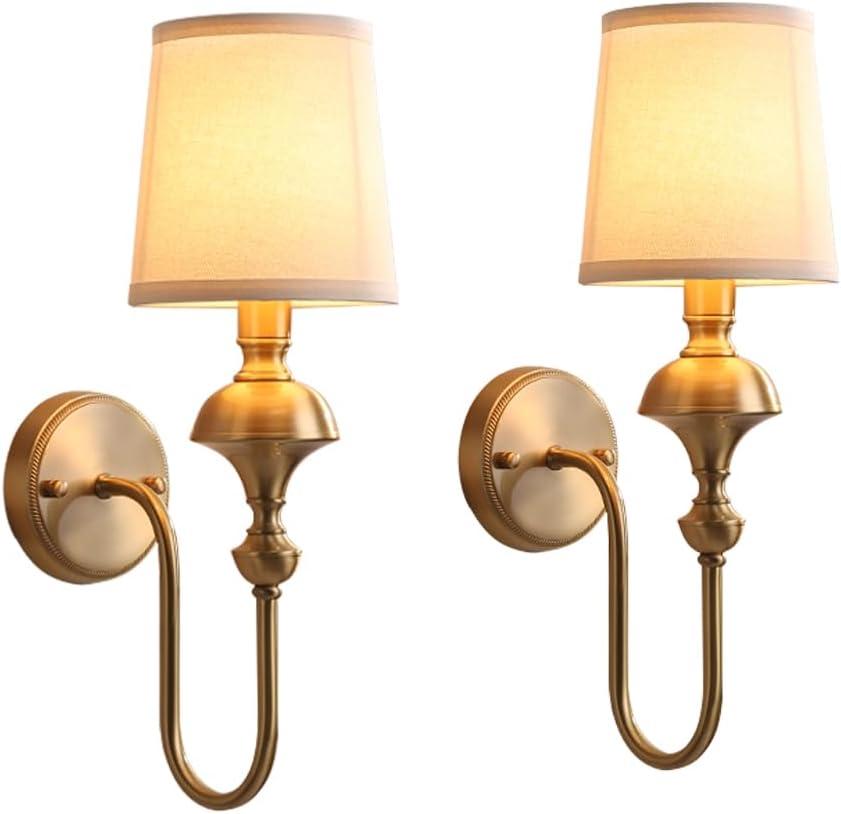 Brass Wall Sconce Set of 2, Classy Curving Arm Wall Light, Elegant Wall Mount Lamp for Mirror, Bedroom, Hallway (1 Light)