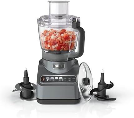 Ninja Food Processor, Professional Plus, 1000 Peak Watts, 4 Functions for Chopping, Slicing, Purees & Dough with 9-Cup Processor Bowl, 3 Blades, Food Chute & Pusher, Silver, BN601