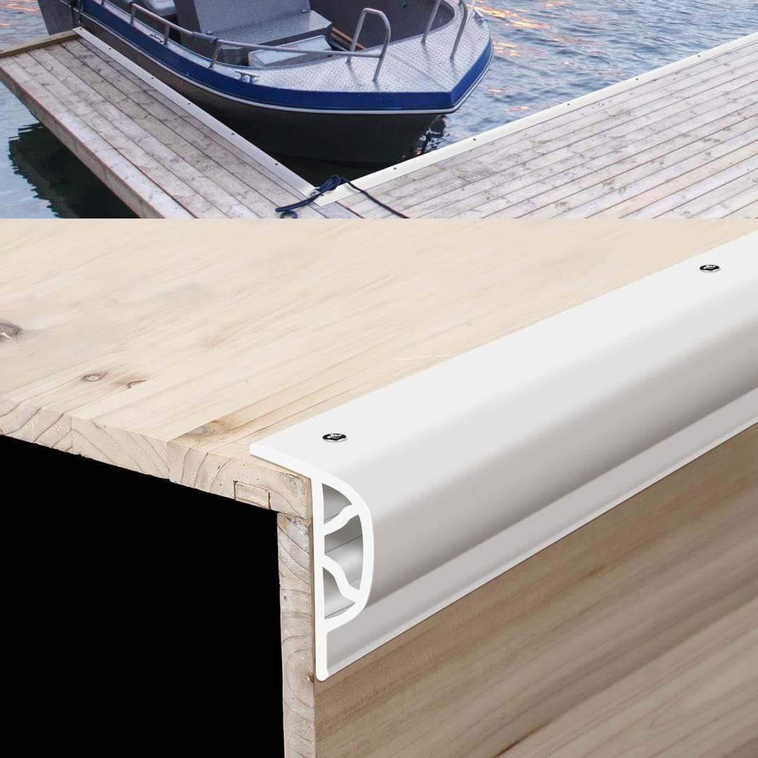 DaisyInner 3 Pack 6 ft Dock Boat Guard P Type PVC Profile Dock Corner Bumper Marine Rub Rail Commercial Grade Double Molded Rubber Edging Fender for Protection Large Boat (White)