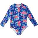 Tame the Sun Long Sleeve Girls' Swimsuit - Rash Guard with Frills, UPF 50+ Zipper Swimwear - Bathing Suit for Ages 15-16