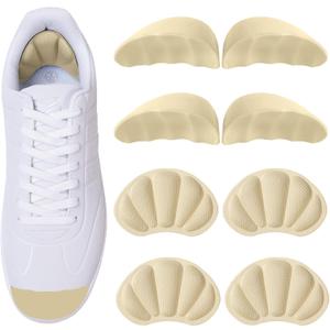 Shoe Filler Inserts for Loose Shoe, 2 Pairs of Toe Cushions & Heel Pads for Women and Men, Perfect for Shoes Too Big, Comfort Inserts for High Heels, Leather Shoes(Beige)