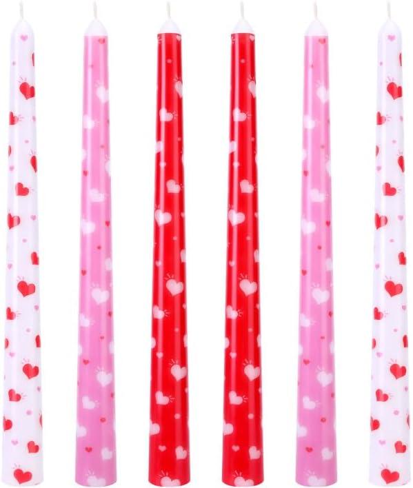 EBaokuup 6 Pcs Valentines Heart Taper Candles-10 Unscented Valentine's Day Taper Candles-Red Taper Candles for Valentine Anniversary Home Table Decoration Wedding Holiday Gift