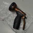 FANHAO Metal Garden Hose Nozzle, Heavy Duty Water Hose Sprayer with 6 Spray Patterns, High Pressure Water Hose Nozzle with Rear Trigger, Ideal for Outdoor Lawn & Plant Watering, Car & Pet Washing (Brown)