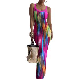 Nimsruc Women Summer Long Dress Casual Slip Sexy Slim Sleeveless Bodycon Maxi Dresses for Women 2025 Color Collision XL Nimsruc Women Summer Long Dress Casual Slip Sexy Slim Sleeveless Bodycon Maxi Dresses for Women 2025 Color Collision XL