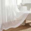Deconovo Embroidered White Sheer Curtains for Bedroom, Grommet Top, Set of 2, 52W x 84L in per Panel, White Sheer Panels with White-on-White Mini Dots Embroidery