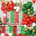 2 x 140pcs Christmas Party Balloon Set, Merry Xmas Balloons with Table Skirts and Foil Fringe Tinsel Curtains for Winter Holiday Party Decorations