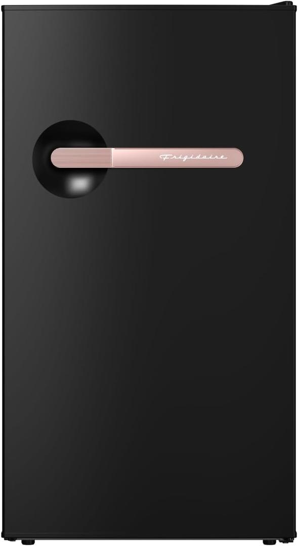 Frigidaire Retro Mini Fridge, Energy Saving, Adjustable Thermostat Control, 3.1 Cu Ft, Black-Rose Gold