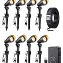 DEWENWILS 12V Landscape Lighting kit, 1x60W Transformer with Timer+8x3.2W Aluminum LED Low Voltage Landscape Spotlight Lights, 100FT Wire+8 Pack Connector for Patio Yard Garden