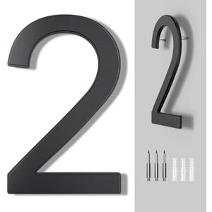 Metal House Numbers 10 Inch Address Numbers for House Number Black Large Modern House Numbers for Outside - Floating Door Numbers for Street Address Numbers 2