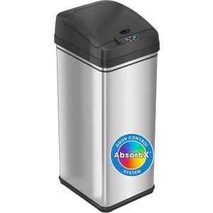 iTouchless 13 Gallon Patented Sensor Trash Can with Lid & Odor Filter, Original Inventor 50L Automatic Kitchen Garbage Bin, Fingerprint-Proof Stainless Steel, Pet-Proof Lock, Soft-Close, Silver