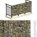 NAIMORUI PVC Balcony Privacy Screen Decorative Balcony Cover with Nylon Rope- 34'' x 180''(Stone)