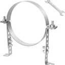 8 inch Adjustable Vent Wall Strap, Heavy Duty Stainless Steel Chimney Adjustable Pipe Bracket, B Vent Wall Bracket, Stove Pipe Hanger Strap Round Split Ring Vent Pipe Strap