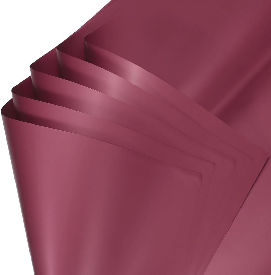 uxcell 20 Sheets Flower Wrapping Paper, 21.5" x 21.5" Waterproof Floral Bouquet Wrapping Papers Florist Supplies for Wedding Party Gift Packaging DIY Crafts, Burgundy