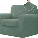 CHUN YI 3 Piece Chair Covers Armchair, Stretch Couch Cover with Separate Backrest and Cushion Covers, Anti-Slip Washable Living Room Furniture Protector for Dogs Pets (Small, Grey)