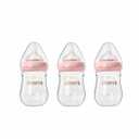 Oberni Glass Baby Bottles,Anti Colic Breastfeeding Bottle with Natural Response Nipple Size S,Wide Neck Slow Flow Baby Bottle for Baby,Newborn,Preemie 0-3 0-6 Month,BPA Free (Pink, 5 Ounce3 Pack)