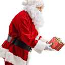 Potalay Men's Deluxe Santa Suit 11pc. Christmas Adult Santa Claus Costume (L)