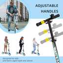 Kids & Adults Kick Scooter  2 or 3 Wheel Options (LED on 3-Wheel) for Outdoor Fun & Commuting, Foldable and Portable, Adjustable Handle, Anti-Slip Deck (Ages 3 to Adult),Birthday Gift (Blue(with CupHolder))