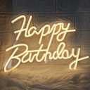 Happy Birthday Neon Signs,Adjustable LED Neon Light Sign Backdrop powered by USB,Light Up Colorful Bday Neon Lights for Backdrop All Birthday Party,Wall Decor,Gifts,Celebration Decoration(Warm White)