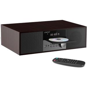 Compact System Micro HiFi System, CD Stereo System, 40 Watts RMS Music System with CD Player, FM Radio, Bluetooth, AUX-in, Headphone Output, DSP Tech, Clear Sounds and Rich Bass Sound, Brown