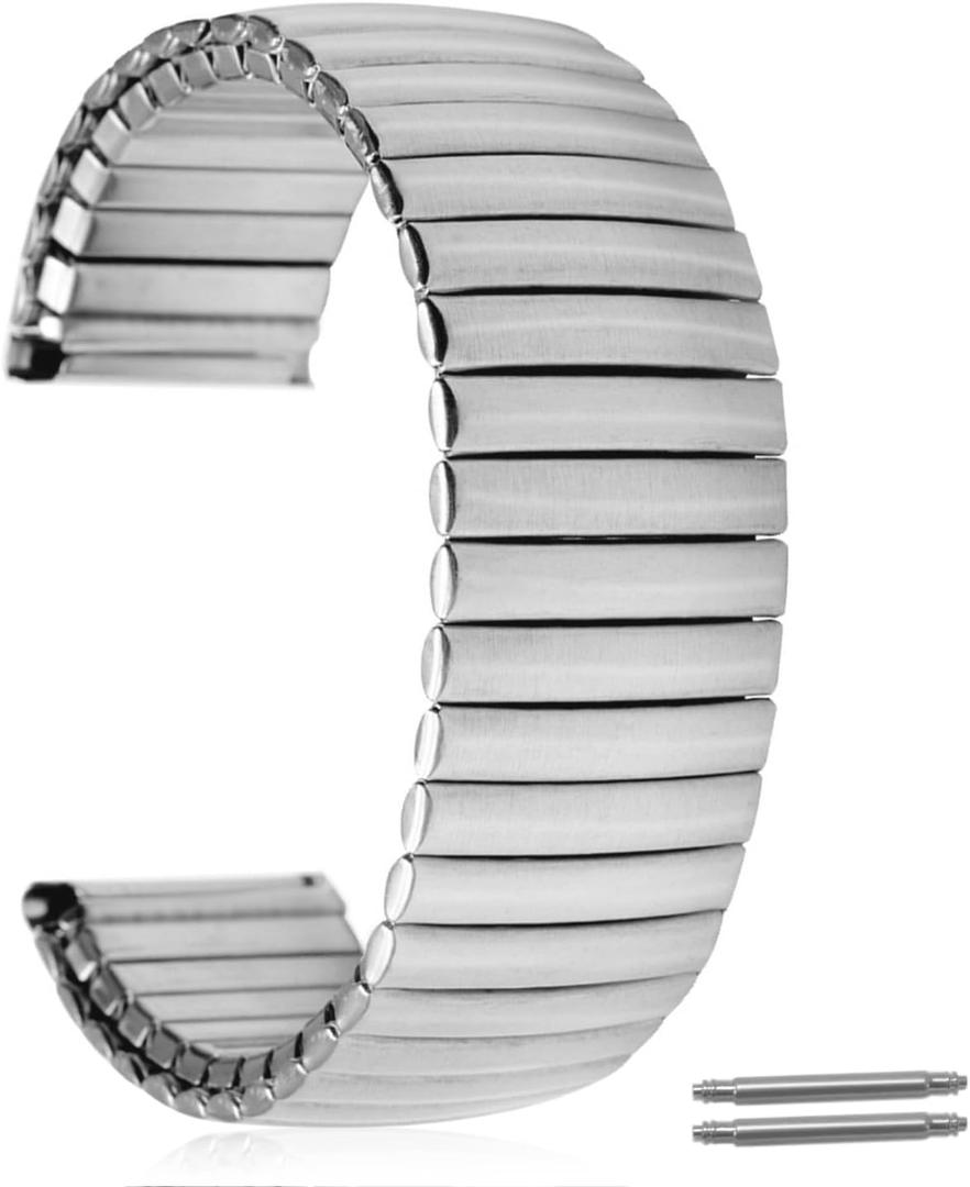 Heartkent 18mm 20mm 22mm Expansion Watch Bands,Stainless Steel Watchbands,Unisex (Regular Style-Silver)