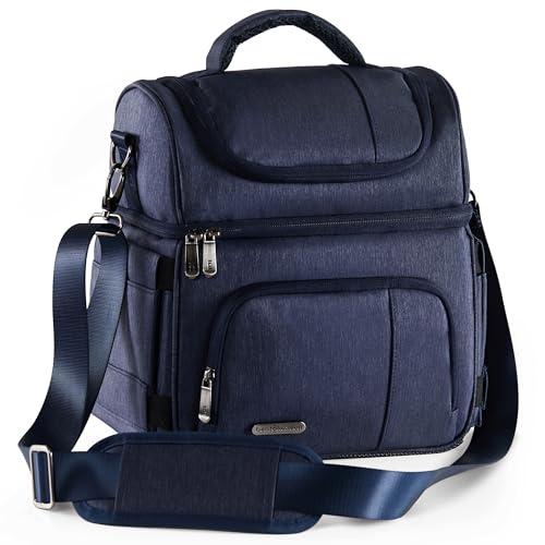Bentoheaven Lunch Bag for Men and Women - Premium Materials, Extra Large Capacity (24 Cans) Double Deck - Leakproof Insulated Soft Large Adult Lunch Cooler Bag for Work, Travel (15L,Blue)