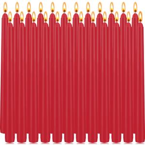 Red Taper Candles 24 Pack, 10 Inch Unscented Holiday Dinner Candles for Valentine's Day Table Decor, Wedding Centerpieces, Long-Lasting 7-8 Hour Burn Time, Premium Wax
