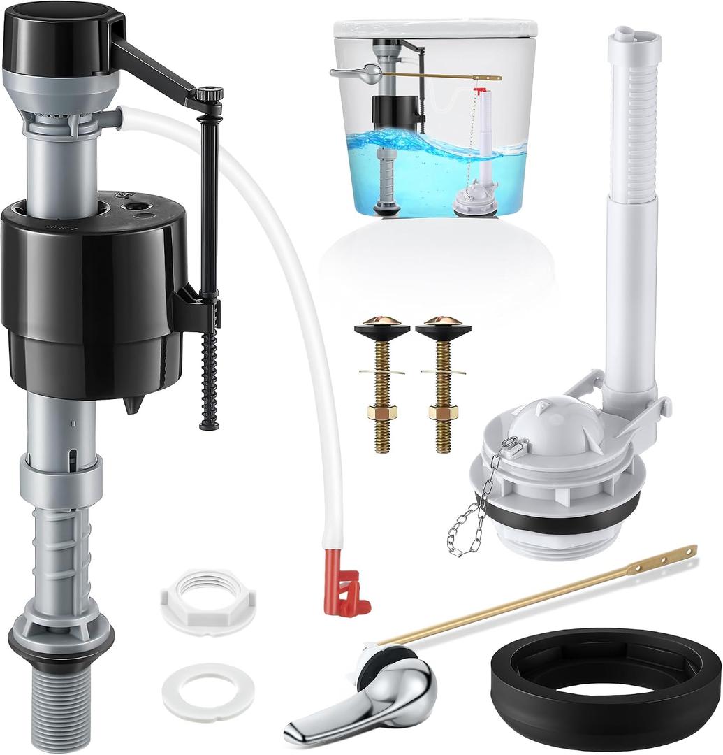 Saillong 3 Inch Toilet Flusher Replacement Kit, Include 3 Inch Adjustable Flush Valve with Flapper, Fill Valve, Front Flush Handle, Rubber Gasket, Bolts, Complete Toilet Parts Inside Tank Kit(1 Pack)