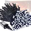 JMEXSUSS 200 LED White Christmas Lights Outdoor, 66ft Christmas Tree Lights Green Wire, 8 Modes Waterproof Twinkle String Lights Plug in for Xmas Wedding Party Indoor Decoration