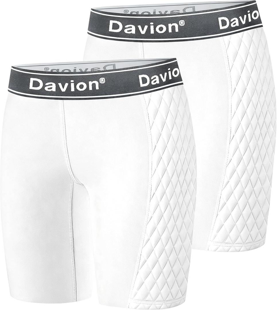 Davion Softball Sliding Shorts Women Padded Compression Slider Shorts for Softball Baseball (Medium, White-2pack)
