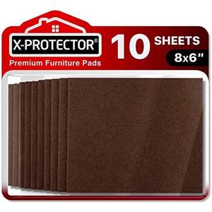 Felt Furniture Pads X-PROTECTOR - 10 Pack Premium 8”x6” Heavy Duty 1/5” Felt Sheets! Cut Furniture Felt Pads for Furniture Feet You Need – Best Furniture Pads for Hardwood Floors! Brown