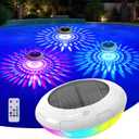 Floating Pool Lights w/Remote, 6.5 Inch RGB Solar Pool Lights That Float with 9 Dynamic Lighting, IP68 Waterproof Pool Floating Light, Hangable Solar Floating Light for Pools Party Garden(1)