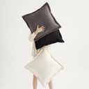 24x24 Inch Large Throw Pillow Covers - Set of 3, Soft Corduroy Decorative Pillow Cases, Perfect for Living Room, Bedroom,Sofa, Lounge & Home AccentJet Black,Pure White & Grey