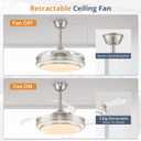 LEDIARY Retractable Ceiling Fans with Lights and Remote, 42 Inch Fandelier Ceiling Fans with LED Lighting, Smart Modern Ceiling Fan, Stepless Color Changeable, Dimmable, Timer Setting, Brush Nickel