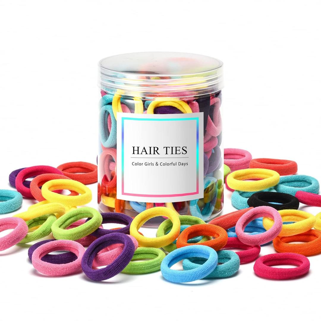 3 x 100 Pcs Baby Hair Ties, Seamless Cotton Toddler Hair Ties for Girls and Kids, Multicolor Small Soft Hair Elastics Ponytail Holders(10Colors)