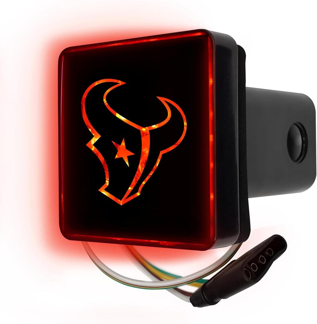 FANMATS NFL - Houston Texans Light Up Hitch Cover | Black | Fits All 2 in. Class III hitches | Bull Head Primary Logo FANMATS NFL - Houston Texans Light Up Hitch Cover | Black | Fits All 2 in. Class III hitches | Bull Head Primary Logo