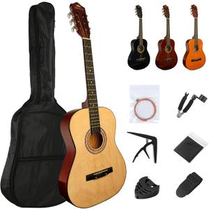 Acoustic Guitar 38" Wood Guitar with starter kit-Travel Gig Bag, Tuner,guitar pick with Beginner Set for Kids/Adults -Natural