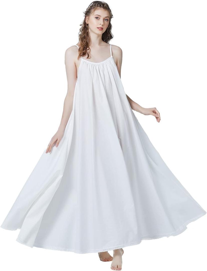BEAUTELICATE 100% Cotton Victorian Nightgown for Women Grecian Sleepwear Honeymoon Bridal Lingerie (White, XXL)